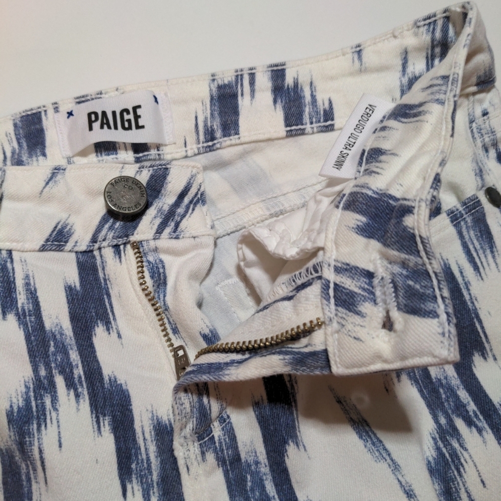 Paige Verdugo Ultra Skinny Jeans Women Sz 26 White Blue Stretch Coastal Cowgirl - Picture 4 of 13